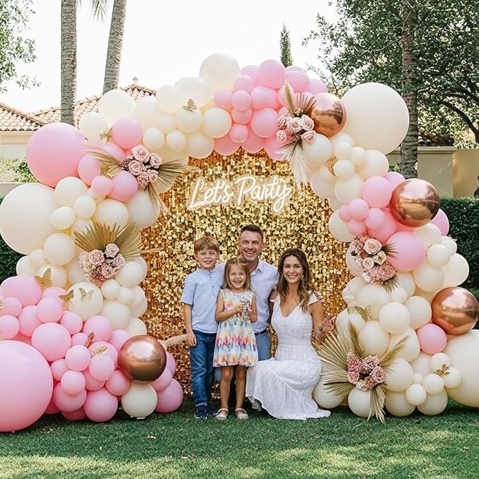 Pink Ivory Rose Gold Balloon Arch Kit – Double Stuffed Light Pink Cream White - Image 2