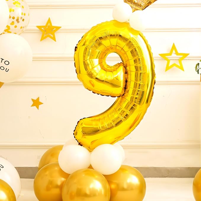 Gold Number Balloons Birthday Balloons - Image 3