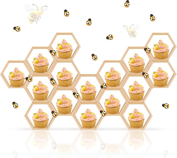 FairySandy 12 Pcs Mini Honeycomb Cupcake Stand Cake Farmhouse Hexagon Display by FairySandy