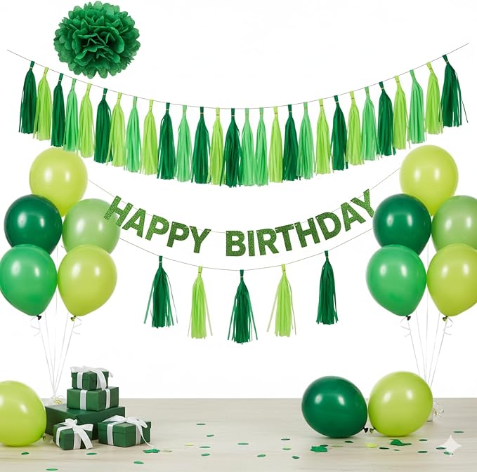Green Tassel Garland Banner, 30 Pack Paper Tassels Streamers - Image 2