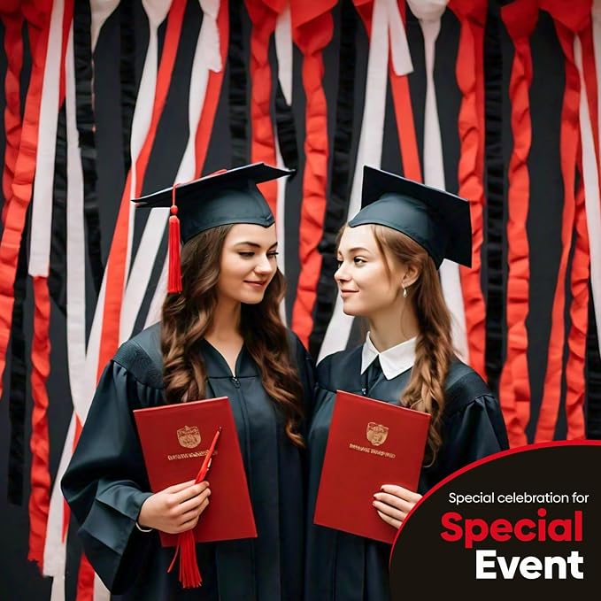 8 Red Black White Streamers, 656ft Pack of Crepe Paper Party Decorations | Each - Image 7