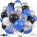 Blue and Black Balloons, 12 Inch Graduation Balloons, Dark Blue Black White by Saxuxu