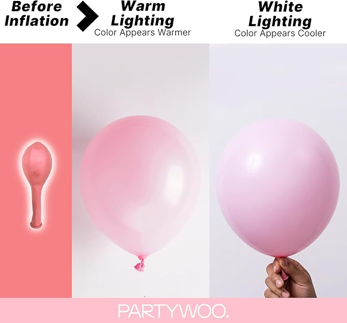 PartyWoo Baby Pink Balloons 127pcs Pastel Pale Light Pink Color | 36 18 12 10 5 - Image 3