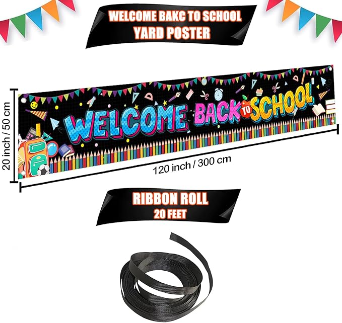Large Welcome Back to School Banner 120x20 Inch, Back To School Decorations - Image 2