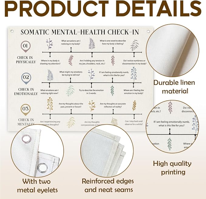 FMBOD Therapy Canvas Decor, Somatic Mental-Health Check-In Banner, Psychology - Image 3