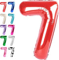 Red Number 7 Balloon 40 inch, Balloon numbers party supplies, deco photo shoot by Upgesy