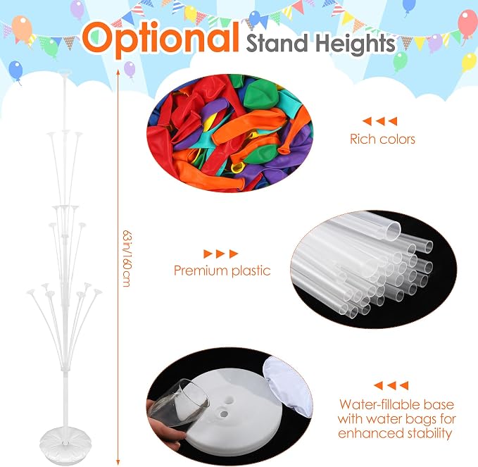 Aneco 4 Set Rainbow Latex Balloon Stand Kit - Image 4