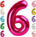 6 Balloon Numbers Birthday Decorations, 40In Hot Pink Balloons by Mluchee
