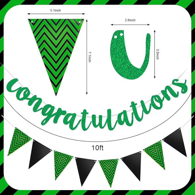 Boao Pre-strung Congratulations Banner Sign Glitter Congratulation Banner 10 ft - Image 3