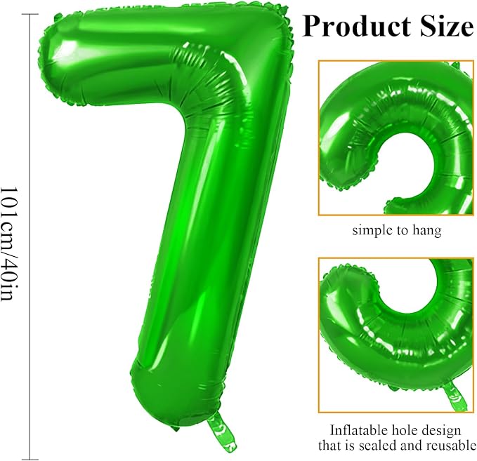 Number 7 Balloons for 7th Birthday Party Decorations, 0-100 Large No.7 Balloons - Image 2
