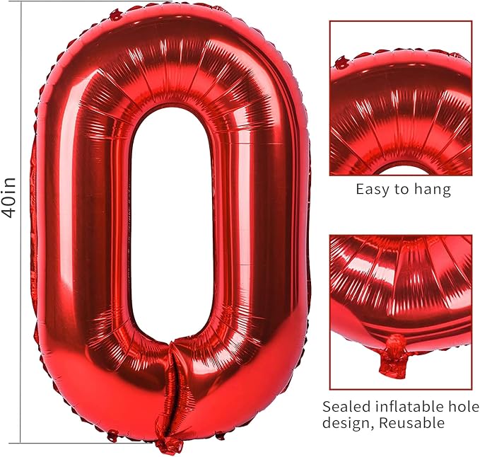 40 inch Number Balloon 0-9 Red Large Number 11 Balloons, Digital Balloons - Image 3