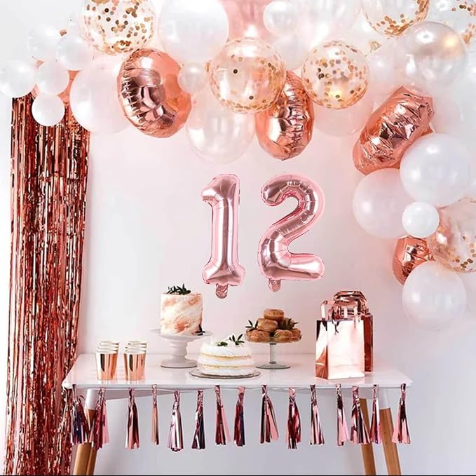 TONIFUL Number Balloon 16 Inch 10Pcs Rose Gold 0-9 Birthday Number Balloons | - Image 4