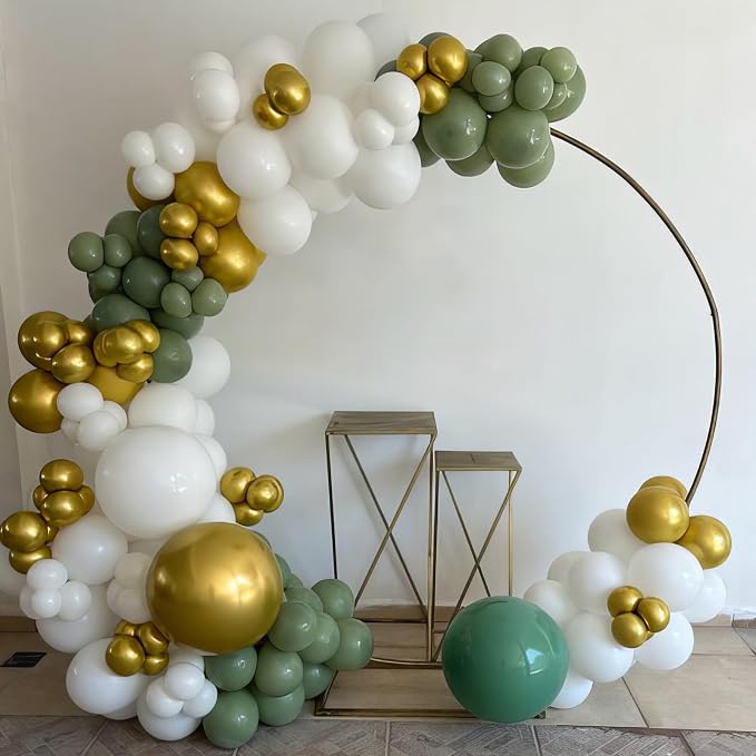 Sage Green Balloons, Sage Balloons Retro White Pearl Light Green Balloon - Image 5