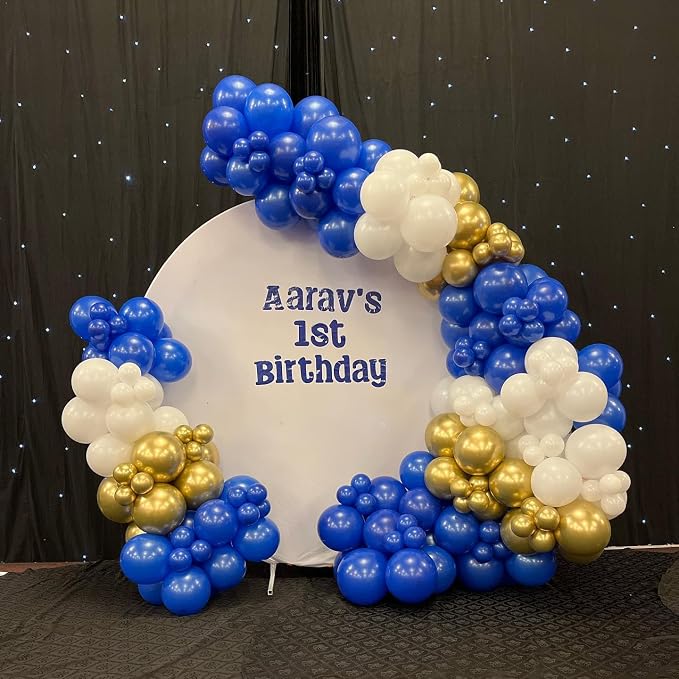 Blue and Gold Balloon Arch Kit, Explosion Star Royal Dark Blue and Metallic - Image 3