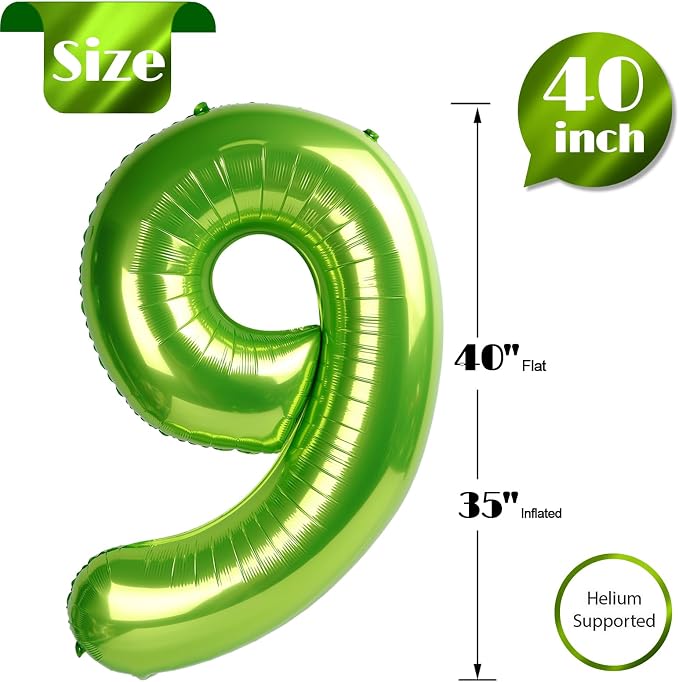 Light Green Number 9 Balloon 40 Inch - Image 5