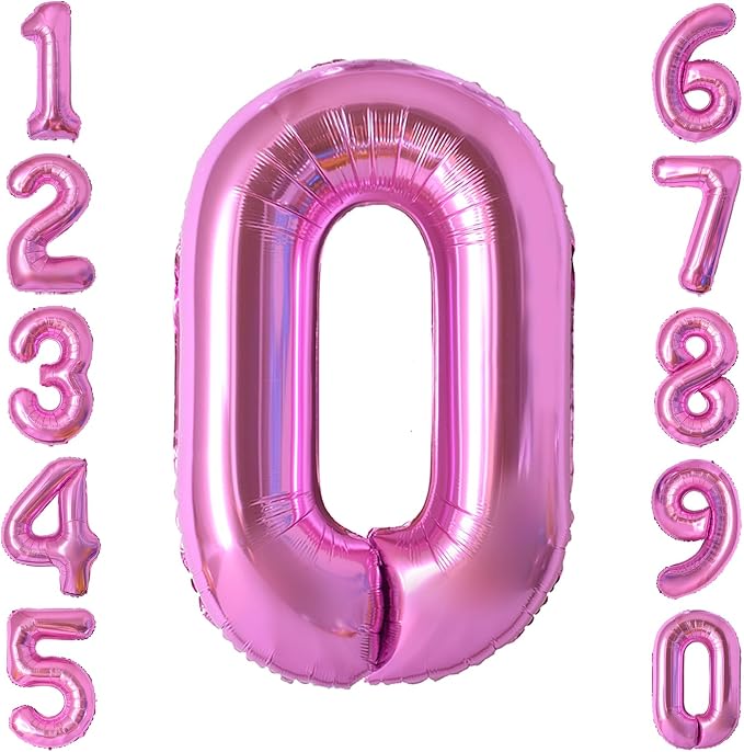 Pink Number 0 Balloon 40 Inch, Shiny Foil Numeral by Unknown