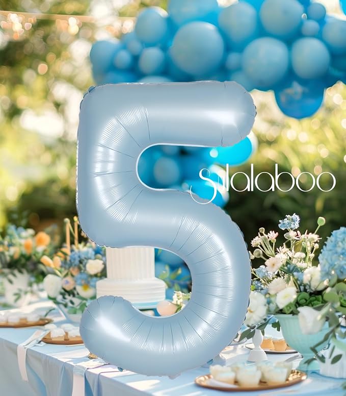 40 Inch Light Blue Number 5 Balloon 0-9 Big Helium Balloons | Large Giant - Image 7