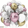 Pink White Winter Wonderland Snowflake Balloons Set, Metallic Light Pink Gold by Isndare