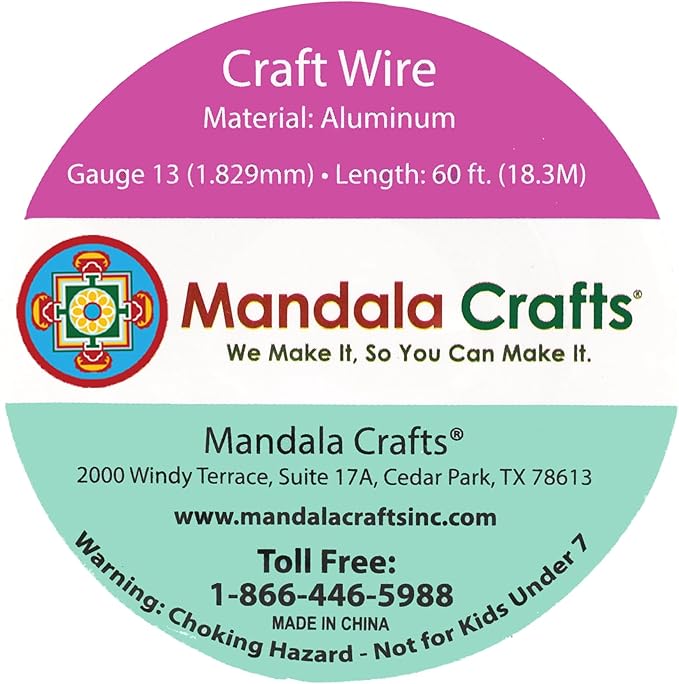 Mandala Crafts 13 Gauge Anodized Aluminum Craft Wire for Jewelry Making - 60 FT Colored Flexible Turquoise Wire - Bendable for Bonsai Armature Crafting Sculpting