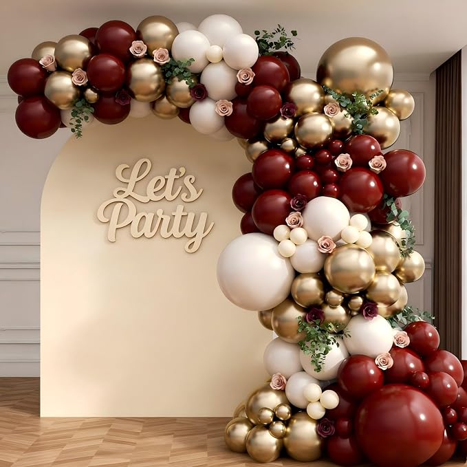 160Pcs Burgundy Balloon Garland Arch Kit by Unknown