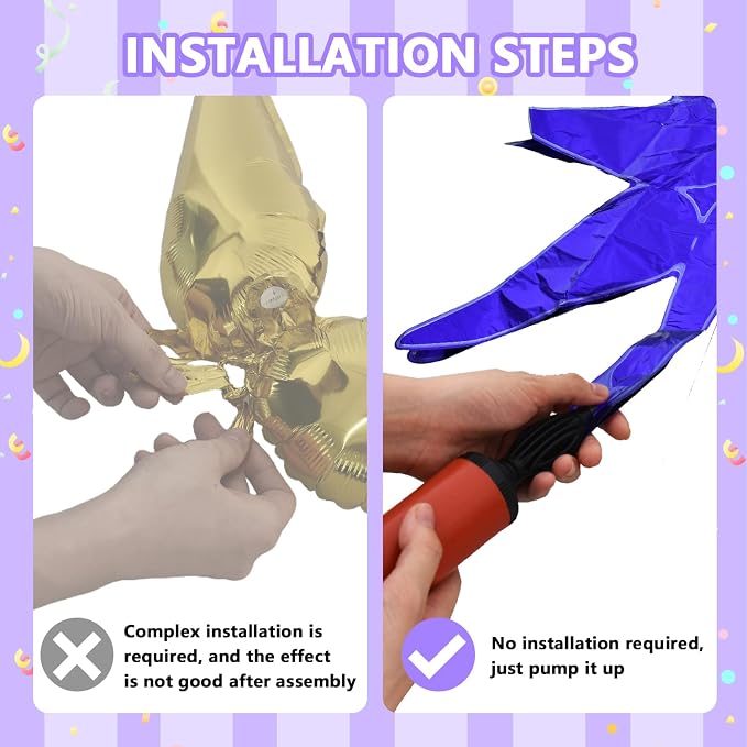 TONIFUL 4 Pcs Explosion Star Balloons Purple Foil Balloon Party Decorations | - Image 3