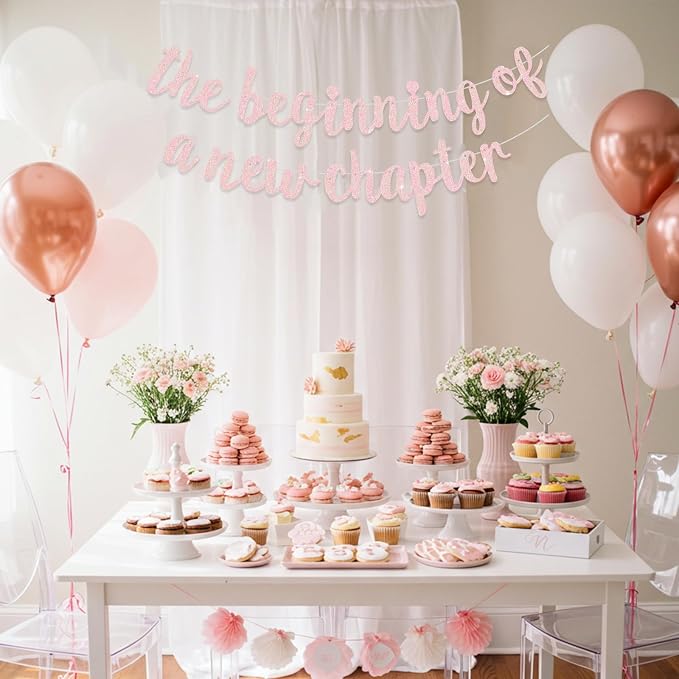 BEISHIDA Light Pink Pre-Strung The Beginning of A New Chapter Banner | Glitter - Image 5