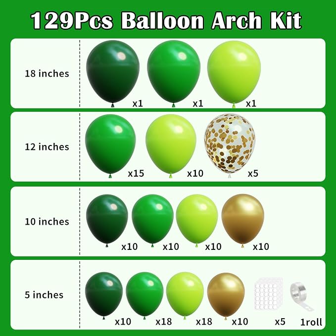 Green Balloon Arch Kit, Summer Party, St. Patrick's Day Decoration - Image 2