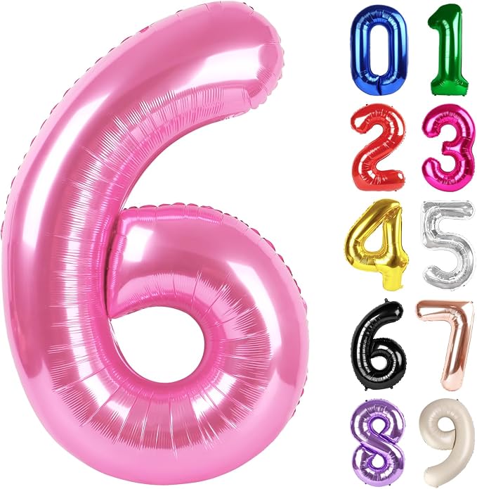 6 Balloon - Pink Birthday Number Balloons, 40 Inch Decorations Men Women | Pink by ALPHADELTAPI