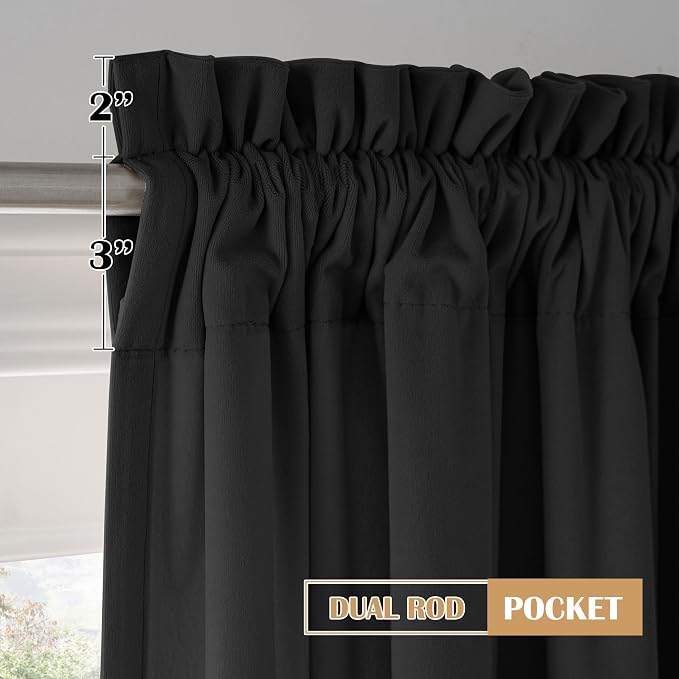 Beauoop Velvet Curtains for Bedroom Living Room Black 52x96 2 Panels | Soft - Image 7