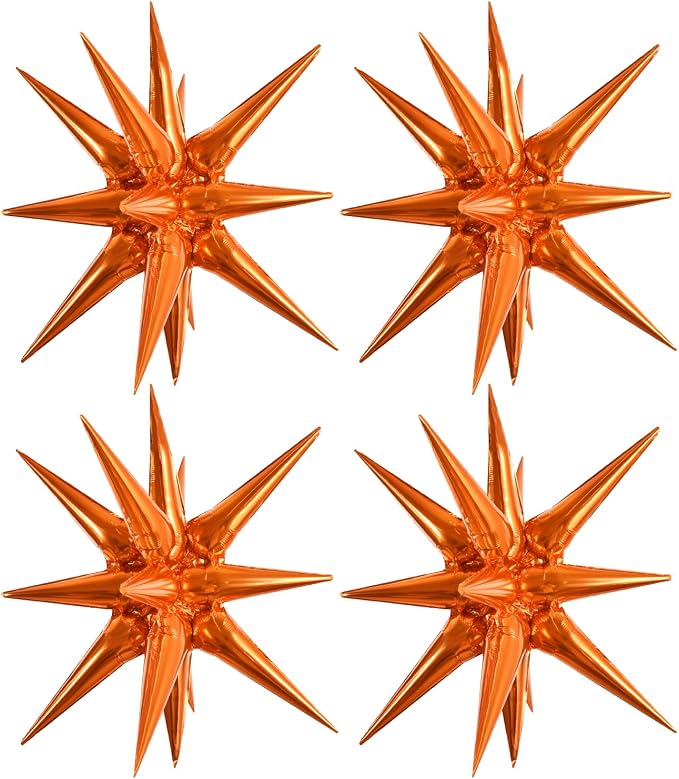 TONIFUL 4 Pcs Explosion Star Balloons Orange Foil Balloon Party Decorations | by TONIFUL
