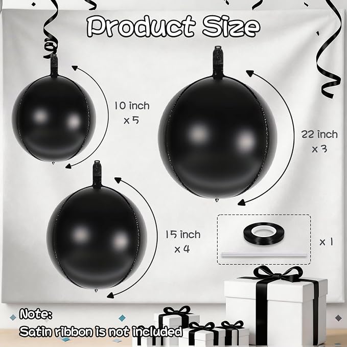 Black Round Foil Balloons - Image 2