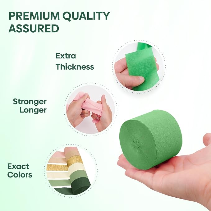 6 Sage Green Streamers, 492ft Pack of Crepe Paper Party Decorations | Each roll - Image 4