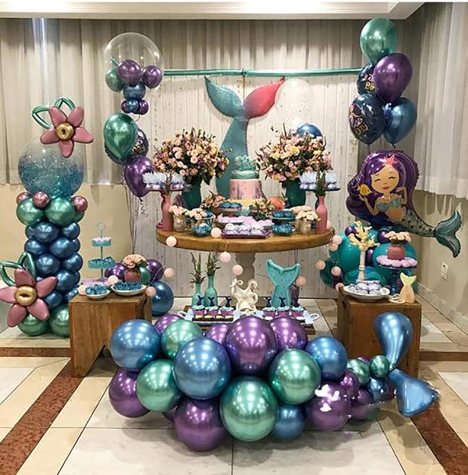 10pcs 18 inch Metallic Green Balloons, Thick Latex Chrome Helium Balloons - Image 4