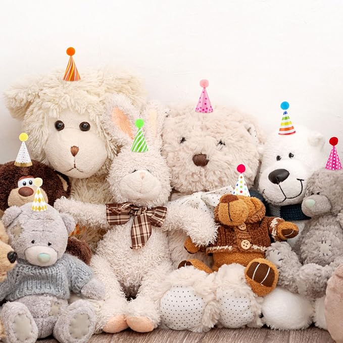 10 Pcs Mini Birthday Hats for Stuffed Animals Cone Tiny Party Hats - Image 8
