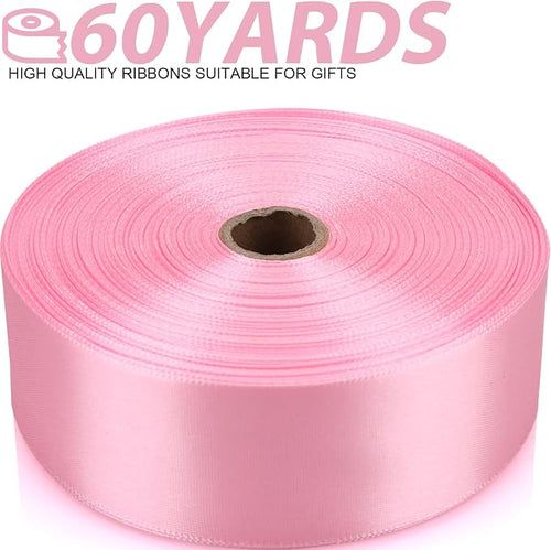 1-1/2 Inch 60 Yards Light Pink Solid Satin Ribbon - Image 2