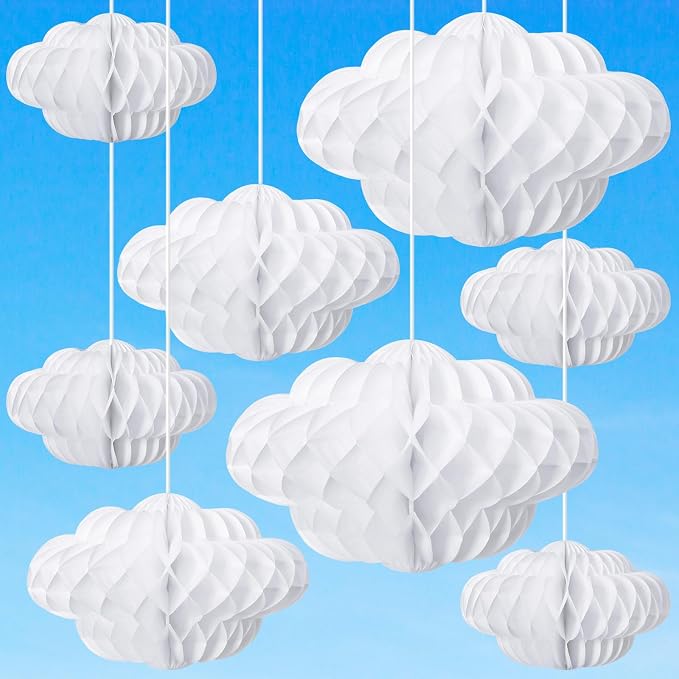 Affrolling 20 Pcs 3D Cloud Decorations Hanging Honeycomb Decor Artificial Cloud by Affrolling