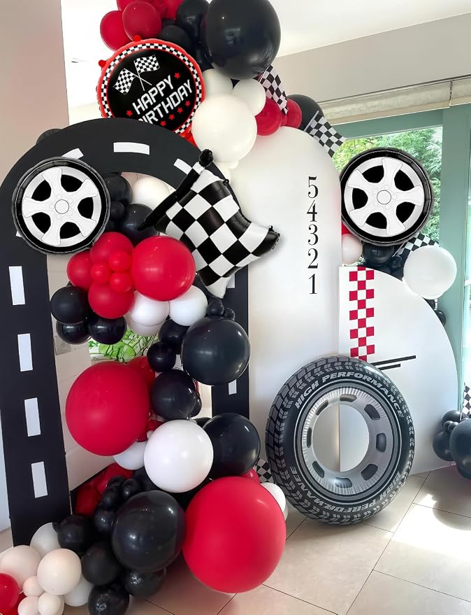 Race Car Balloon Arch Garland Kit, Race Car Birthday Party Decor | 103 Pcs Red - Image 5