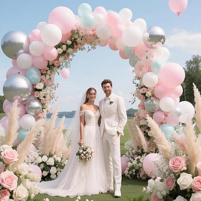 Balloon Arch Kit Stand with Base, 9Ft & 5.6Ft High Free Bending Half Arch Stand - Image 4