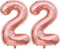 Rose Gold 22 Number Balloons, 40 Inch Giant Number 22 Balloons Foil Mylar by Lovoir