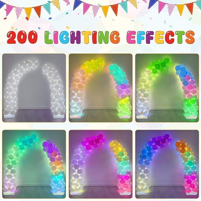 AerWo Lighted Balloon Arch Kit 9.35FT & 6FT, Free Bending Half Balloon Arch - Image 4