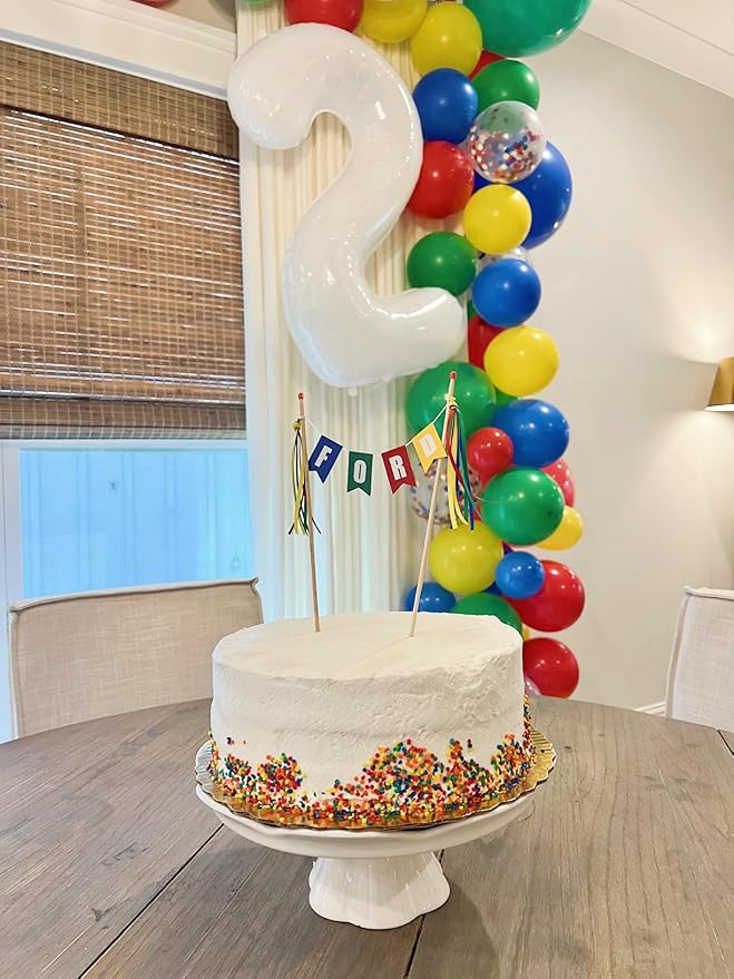2 Balloon Numbers Birthday Decorations, 40In White Balloons - Image 4
