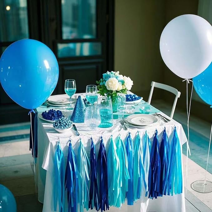 Blue Gradient Tissue Paper Tassels 30pcs Streamers - Image 4