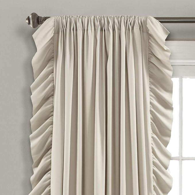 Lush Decor Reyna Ruffle Window Curtain Panel Set, Wheat - Image 3