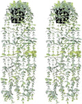 2Pcs Fake Hanging Plants with Pot Eucalyptus Leaves Fake Vines | UV Resistant by Waipfaru