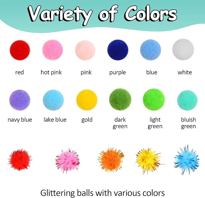 Phinus 900 PCS Pom Poms, Soft and Fluffy Craft Pom Poms, - Image 3