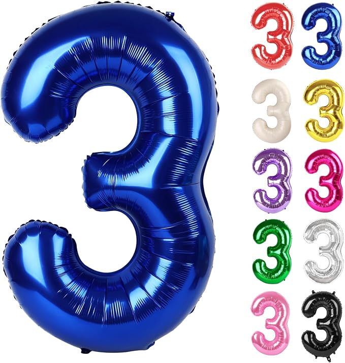 Night Blue Number 3 Balloon 40 Inch by IWERP