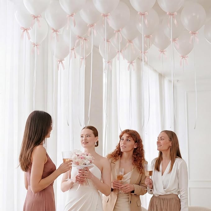 Gejoy 63 Pcs Ceiling Balloons Kit 12'' Pearl White Balloons - Image 3