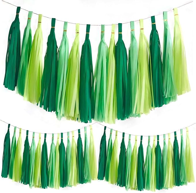 Green Ombre Colors Tassel 30Pcs Tissue Paper Tassels Garland DIY Hanging Paper by Unknown