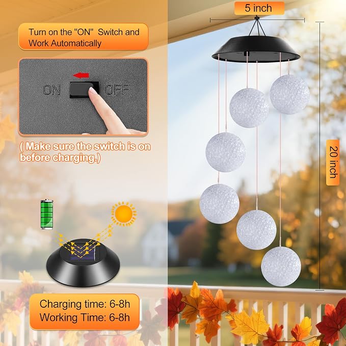 Winzwon Solar Lights Outdoor Wind Chimes - Image 6