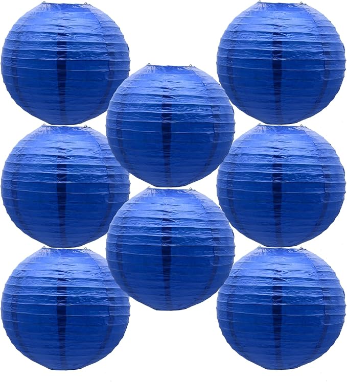 Blue Paper Lanterns Hanging Ceiling Chinese Round Lanterns by BARTHEW